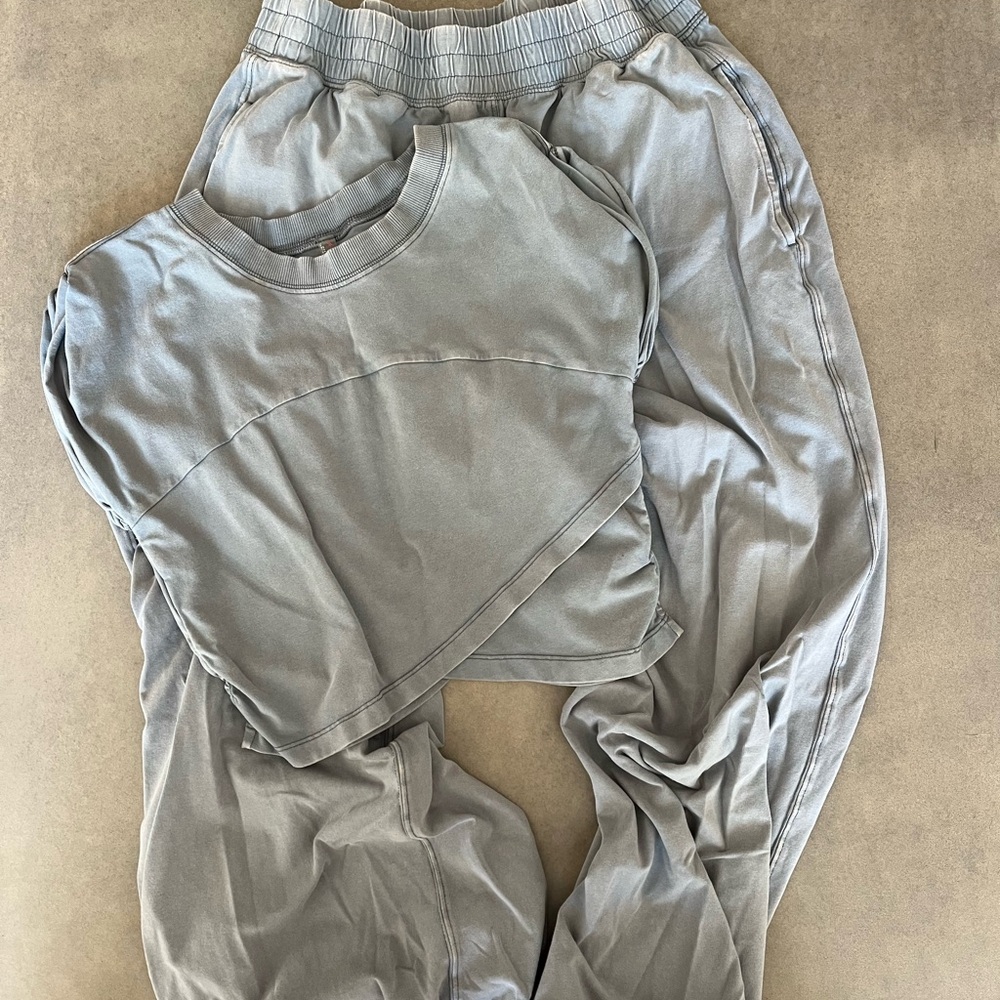 FP Movement by Free People Dusty Blue/Grey Hot Shot Crossover Set